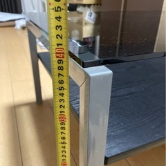 ガラスローテーブル｜ブラック×シルバーの画像