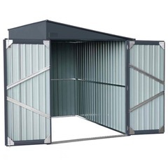 軽量スチール倉庫 バイクガレージ 両開き 雨よけ収納に最適 組立簡単 省スペース の画像