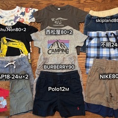 【美品】男の子服12点80-90サイズ （Tシャツ＋半ズボン）の画像