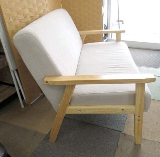 2人掛けソファ ファブリック 幅112cm 布 ベージュ系 コンパクト 2Pソファ ２人用 札幌 北20条店