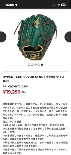 ローリングス投手野球グローブ