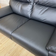 NITORI 傷・汚れに強い 2人掛けソファ 合皮タイプ /MK02KD Nシールド BKの画像