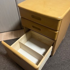 木製デスクワゴン 3段 引き出し収納の画像