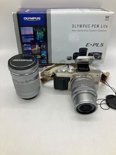 【トレファク足立扇店】ﾐﾗｰﾚｽ一眼ｶﾒﾗ OLYMPUS PEN Lite  E-PL5 ﾀﾞﾌﾞﾙｽﾞｰﾑｾｯﾄ  付属品完備 難