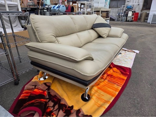 ニトリ 「ソファ LEG FOR 3P SOFA LOZO4」3人掛け レザー調 ロゾ4 中古③