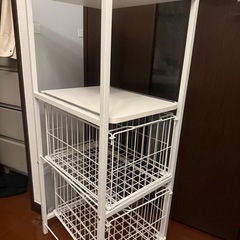 炊飯器、キッチンラック　ホワイトシンプル棚の画像