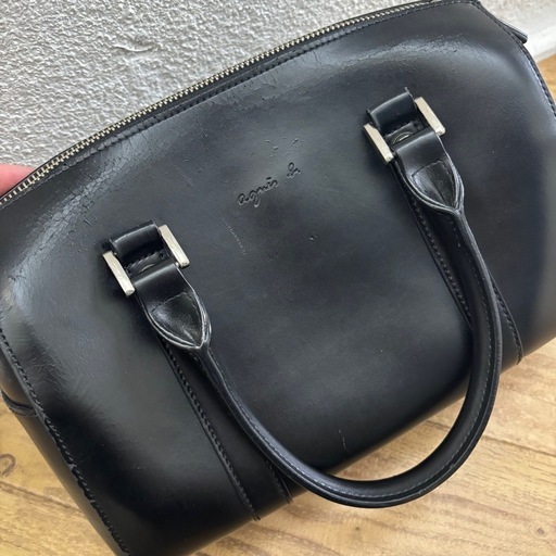 agnes b アニエスベー レザー ハンドバッグ ブラック シンプル 上品