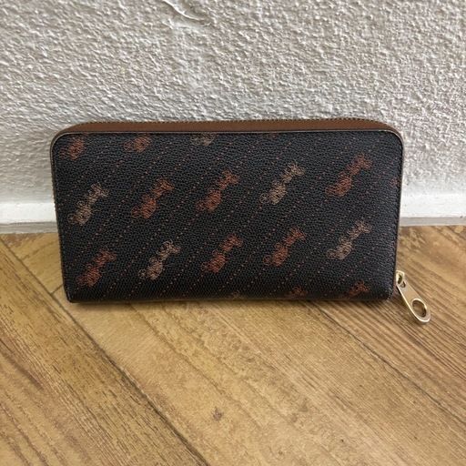 COACH コーチ 長財布 ラウンドファスナー 馬車柄 ブラウン系