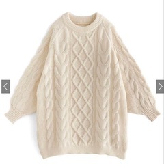 GRL ケーブル編みラグランスリーブニットトップス【at1967】 アイボリーFの画像