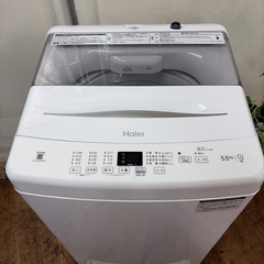 【🐤買取市場 1年保証 ジモティー限定特別価格】R484 ☀️ 2025年製の高年式！ Haier / ハイアール 洗濯機（洗濯5.5㎏) JW-U55MK ⭐ 動作確認済 ⭐ クリーニング済の画像