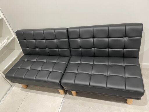 【取りに来てくださる方限定】黒　合皮ソファー　分割可能　リクライニングシート