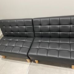 【取りに来てくださる方限定】黒　合皮ソファー　分割可能　リクライニングシートの画像
