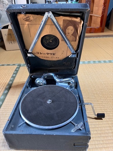 【動作確認済】蓄音機　  Columbia  Model#203 レトロ　LPレコード・替針付き　ポータブル