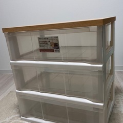 収納ケース 3段ワイドタイプ 天板付きの画像
