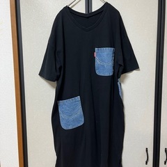 RCWB ロデオクラウンズ デニムパッチビッグTシャツワンピース FREEの画像