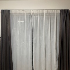 ニトリ カーテン＆レースカーテンセット（茶色）の画像