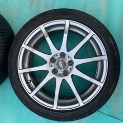 アルミホイール17インチ 7j +50 PCD100 5穴 215 45R17 タイヤ付きの画像