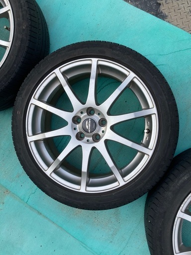 アルミホイールとタイヤSET　17インチ 7j +50 PCD100 5穴 215 45R17 タイヤ付き　現在195/65/15からのインチアップにどうぞ
