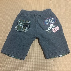 グレー×緑チェックズボン100の画像