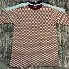 ビンテージ　古着　S M アメリカ ヨーロッパ Tシャツ 濃紺 水色 エンジの画像