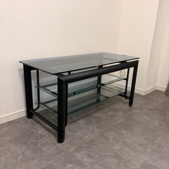 4/4まで【配送可】ガラステレビ台(40インチのテレビにも使えます)｜収納スペースあり、おしゃれに飾ることができます。の画像