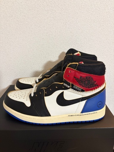 27cm fragment design × UNION × Nike Air Jordan 1 High OG Black/Varsity Red