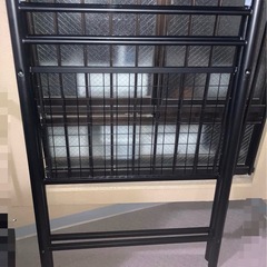 （お届けできます）黒lowyaセミダブル二段梁ロフトベッドの画像