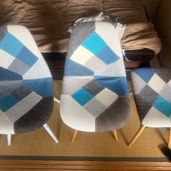 美品　ブルーパッチワークチェア イームズチェア3点セットの画像