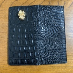未使用品！クロコ型押し 長財布 ゴールドスカル レオパード柄 Y2Kの画像