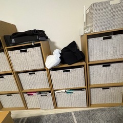 〜4/9　【美品・セット】ニトリ カラーボックス4点 ＆ 収納バスケット一式の画像