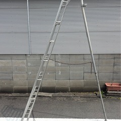 ジャンク品　8尺 2.4m  アルミ三脚脚立 造園 園芸 高所作業 はしご 庭木 剪定 植木の画像