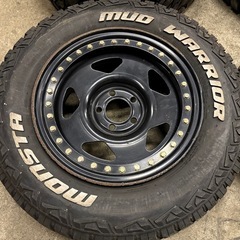 ビートロック風スチールホイール 16×7J 5H114.3PCD +10前後　MUD WARRIOR LT235/70R16 104/101Q 4本 ビートロック調 てっちんの画像