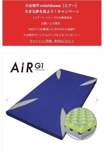 大谷翔平 新品未使用品 西川 AiR G1 マットレス 子供用 枕付き