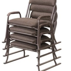 パイプ椅子積み重ね肘付きあり集会所など肘付 丈夫ブラウン N-8405 3脚セットの画像