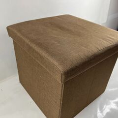 スツール 椅子 中収納 折りたたみ式 ブラウン 幅38cm×奥行38cm×高さ34cm の画像