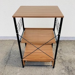 キッチンラック　レンジラック　スライド棚　引き出し付　スチールラックの画像