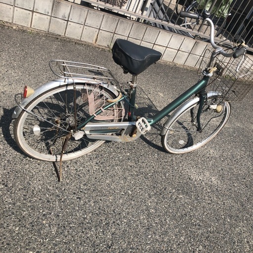 24インチ　3段変速自転車　ママチャリ　グリーン
