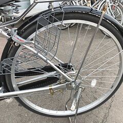 26インチ 自転車 変速なし RUSWAY 鍵付き シルバー×ブラック シティサイクル ママチャリ 札幌市 白石店の画像
