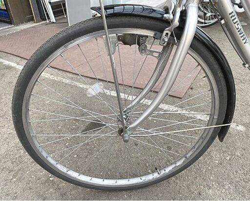 26インチ 自転車 変速なし RUSWAY 鍵付き シルバー×ブラック シティサイクル ママチャリ 札幌市 白石店