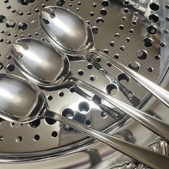 【未使用】ステンレストレー 先割れスプーン　昭和レトロの画像