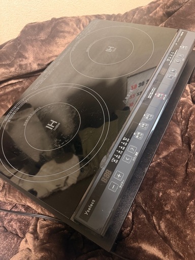 yselect YIH02EK 台座付きヤマダオリジナル 2口 IH調理器 ブラック