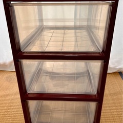 衣装ケース　3段　えんじ色の画像
