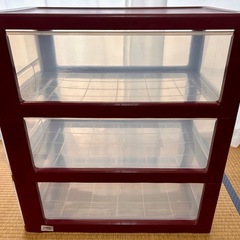 衣装ケース　3段　えんじ色の画像