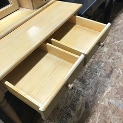 ジャングルジャングル貝塚店　ドレッサー　フランスベッド　木　木目　茶色　ライトブラウン　引き出し　鏡　椅シンプル　オシャレ　中古　貝塚市　二色浜の画像