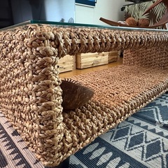 ラタンガラステーブルの画像