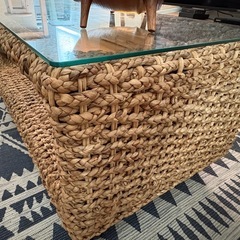 ラタンガラステーブルの画像