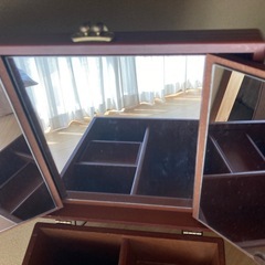 三面鏡付木製収納ボックス 引き出し付きの画像