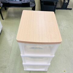 【リサイクルショップ ピカソ 小松原】🧺✨木目調天板付き 3段収納ケース✨ちょい置きにも便利なコンパクト収納‼️★3342★の画像