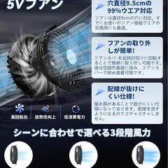 空調作業服 ファン 5V×2個 作業服 ファンユニット USB接続ケーブル付き 静音 熱中症対策 作業服適用直径9cm 日本語説明書付きの画像