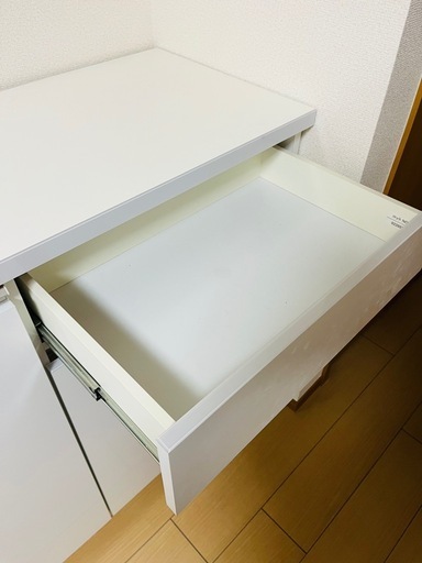 カウンター 食器棚 レンジ台 ホワイト 収納棚　カップボード　キャビネット　キッチン　可動棚　引出し　大川家具